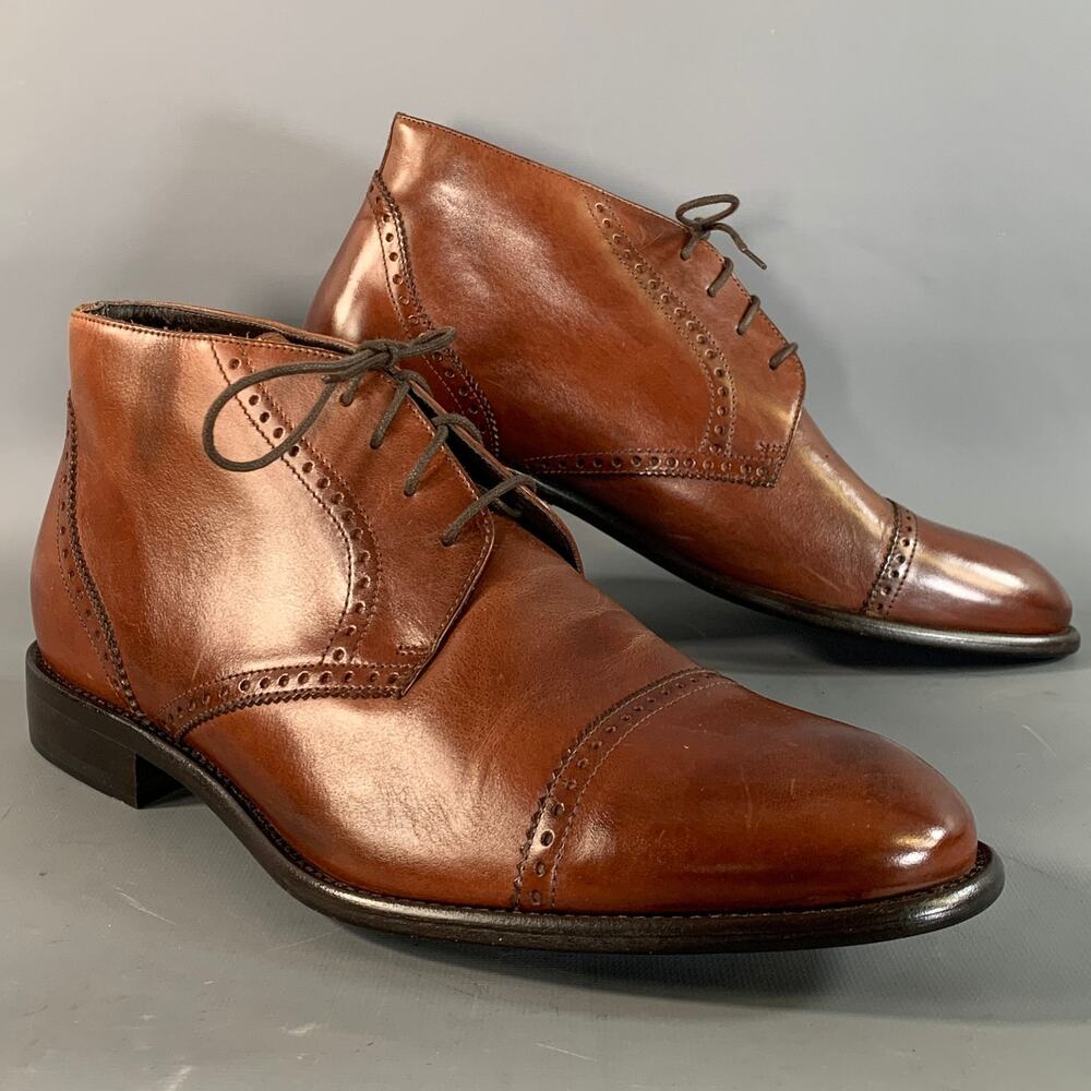 JOHNSTON MURPHY Size 11 Brown Mahagony Brogues Leather Chukka Boots